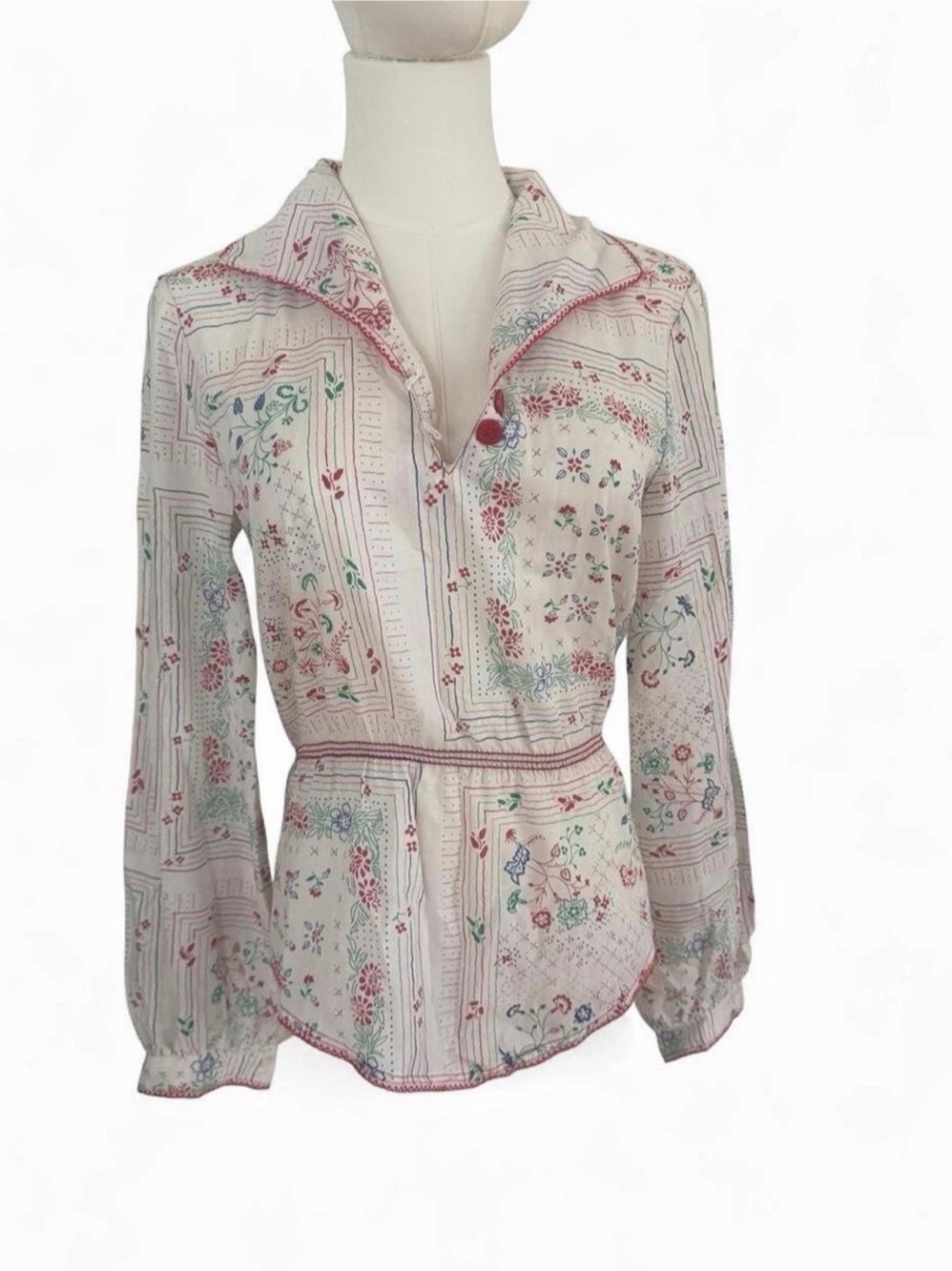 Sweet Baby Jane Floral Blouse White & Red Size 7